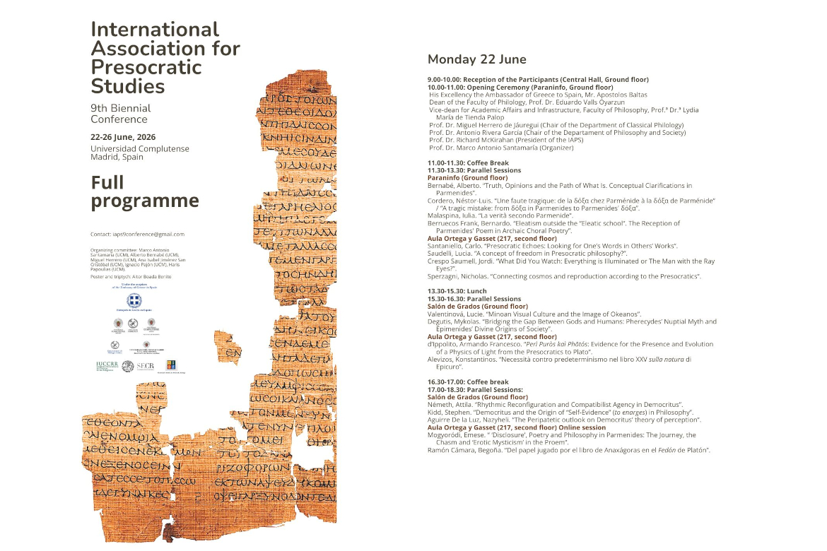 Németh Attila előadást tartott a 9th Biennial Conference of the International Association for Presocratic Studies konferencián